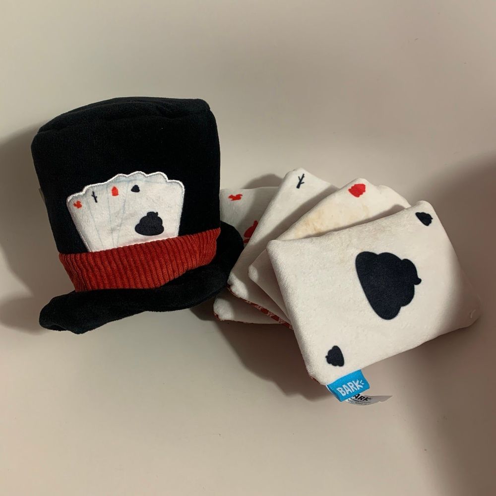 Bark box dog toys magic  top hat and cards